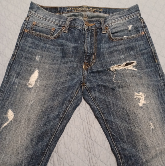 American Eagle Jeans Men's 29x32 Distressed Slim Straight 100% Cotton - Picture 2 of 7